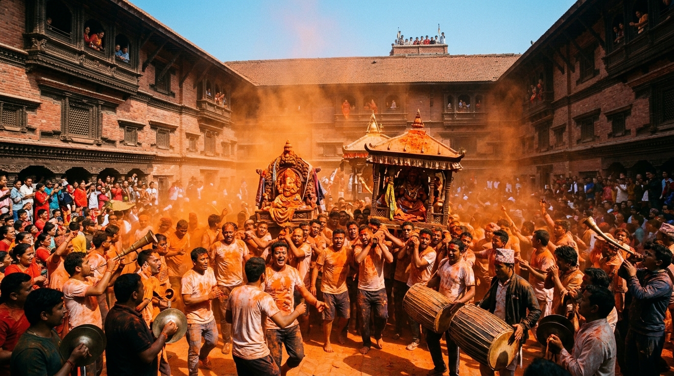 The Orange Sea: 32 Palanquins of Sindoor Jatra in Thimi